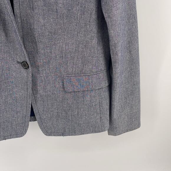 J. Crew Parke blue chambray stretch single button blazer sz 10 - Picture 4 of 7